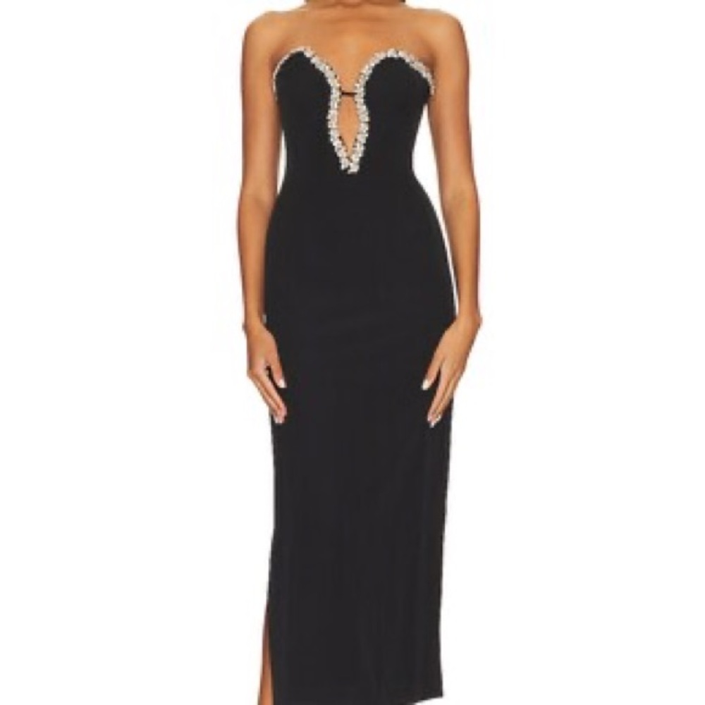 Bardot Eleni Diamonte Black Strapless Dress with Rhinestone Accents size 6